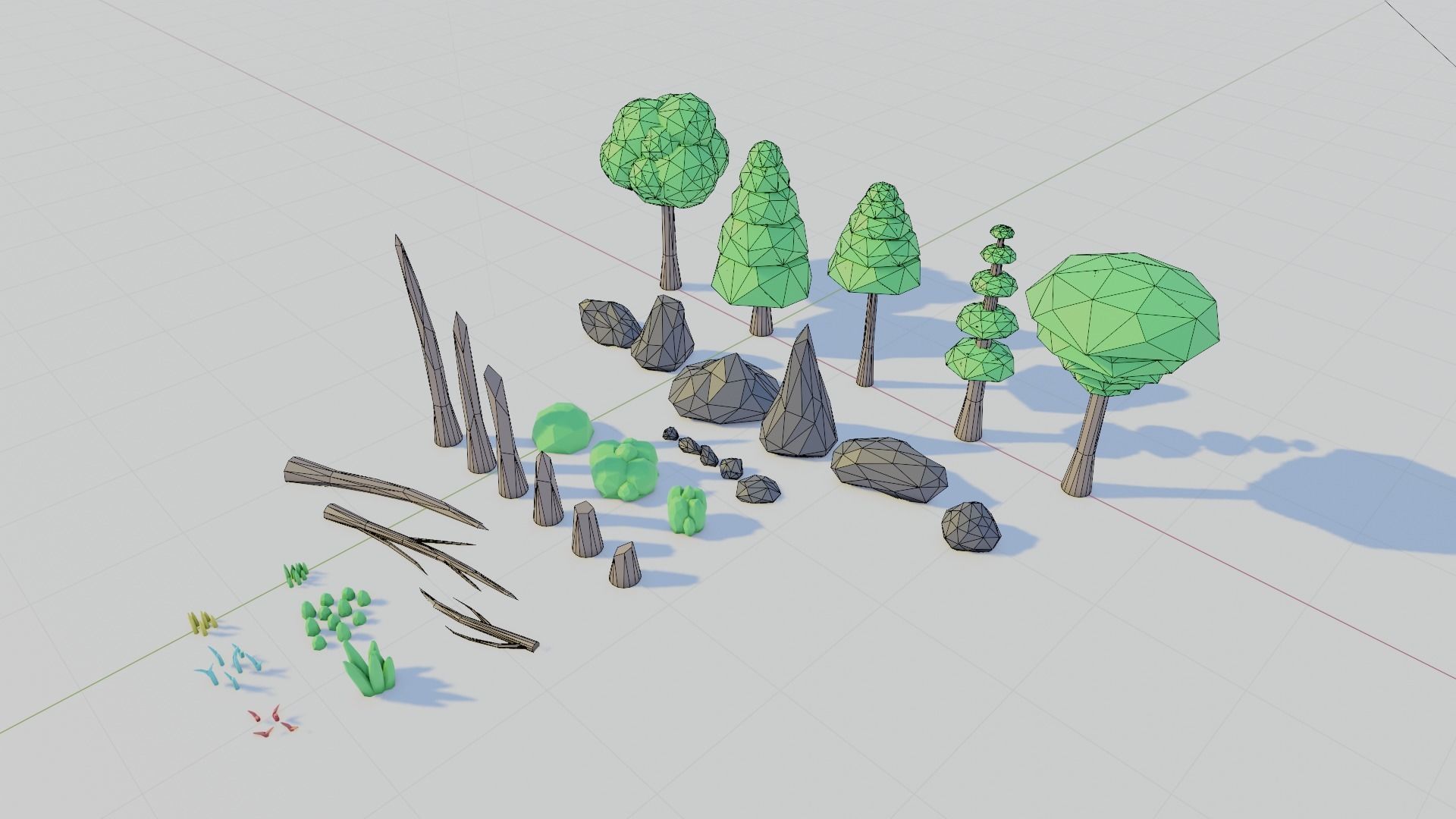 Low Poly Forest Assets Game-Ready Low-poly 3D model_7