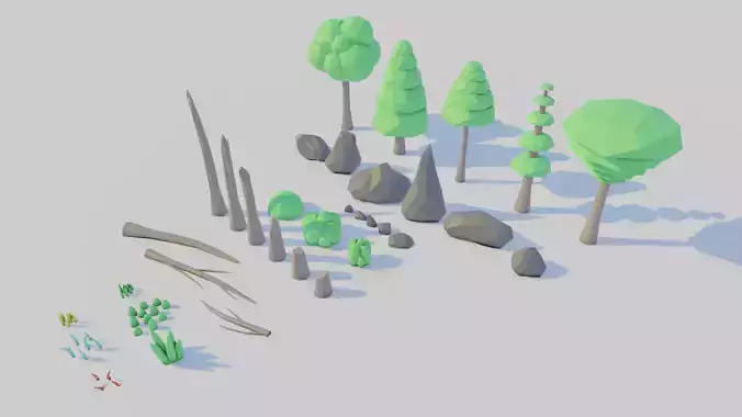Low Poly Forest Assets Game-Ready