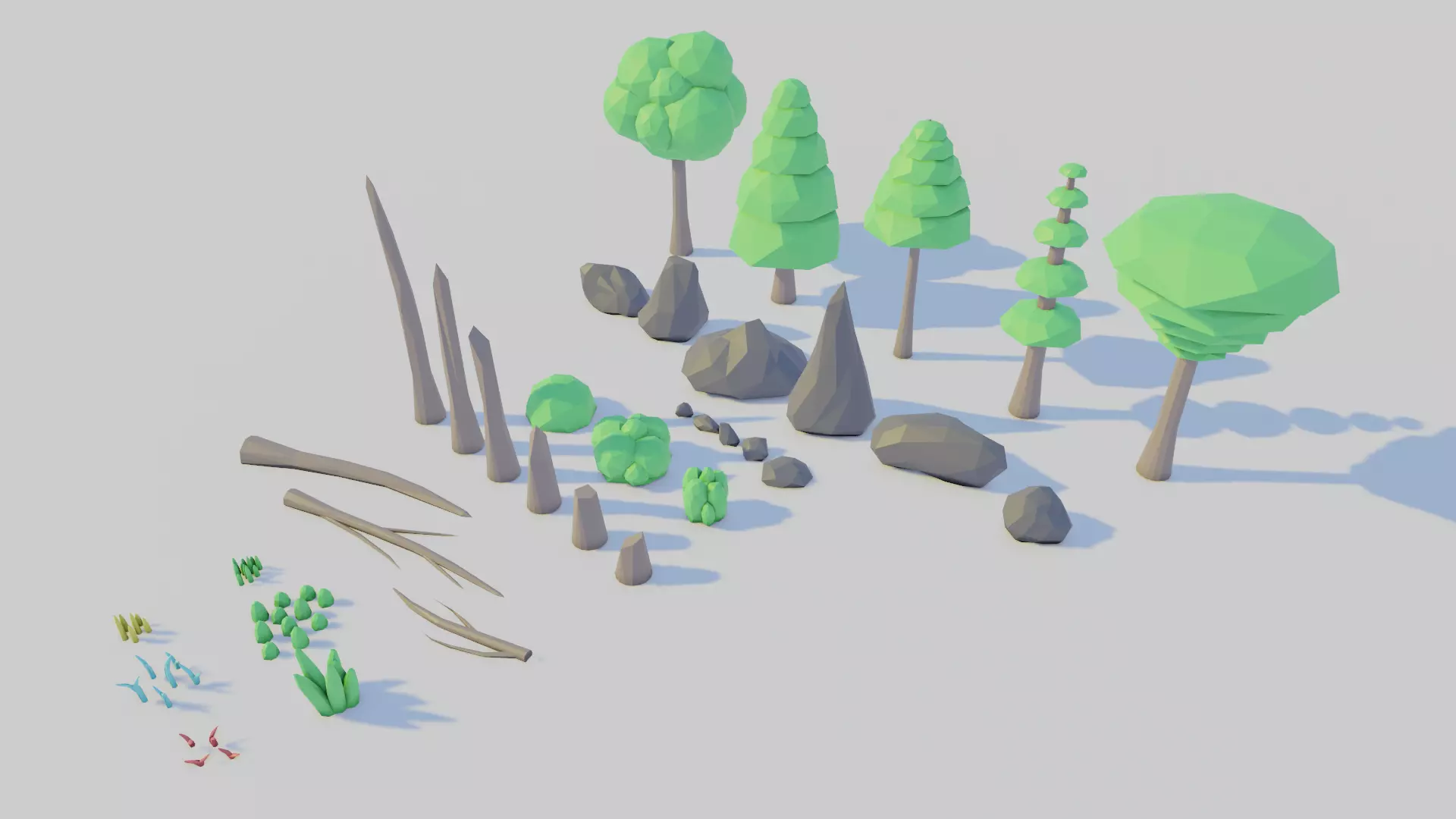 Low Poly Forest Assets Game-Ready Low-poly 3D model_0