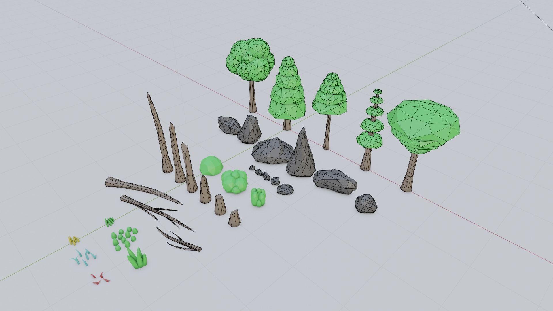 Low Poly Forest Assets Game-Ready Low-poly 3D model_6