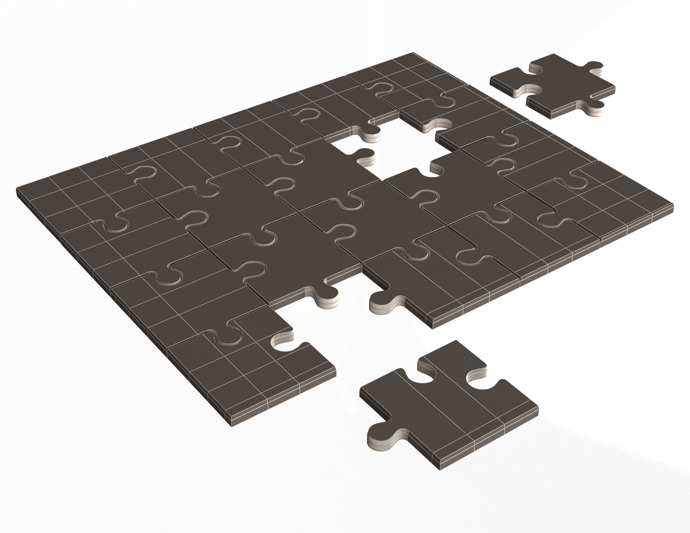 Golden Jigsaw Puzzle 03 Low-poly 3D model_5