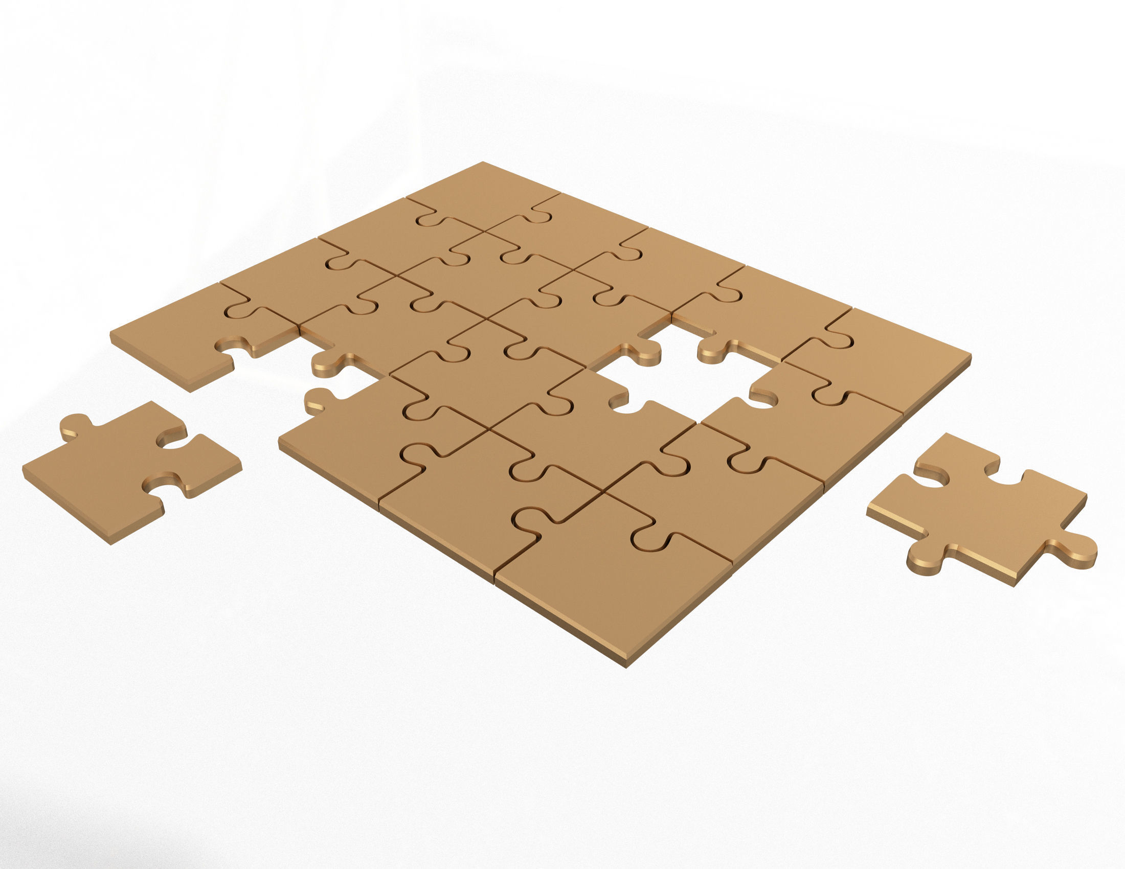 Golden Jigsaw Puzzle 03 Low-poly 3D model_1