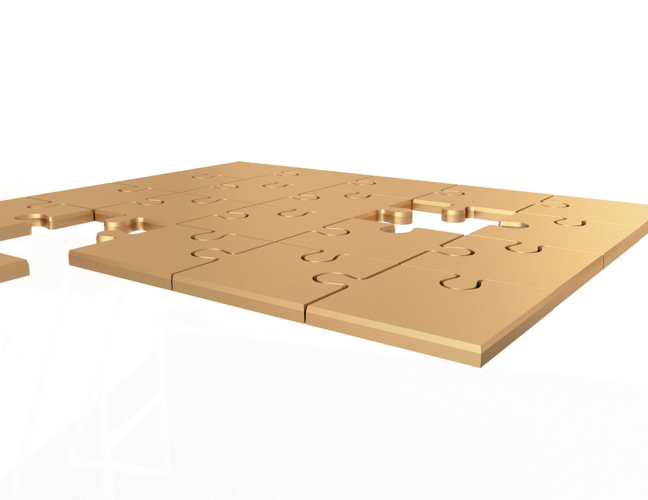 Golden Jigsaw Puzzle 03 Low-poly 3D model_2