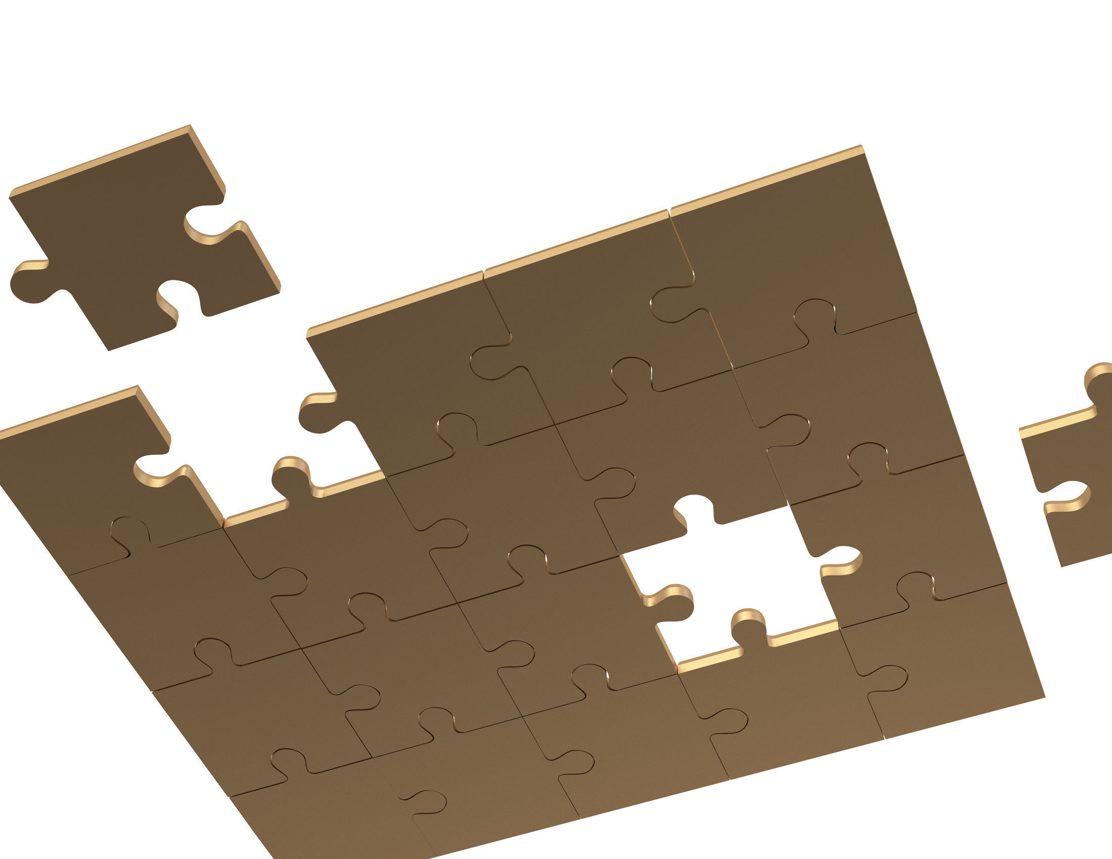 Golden Jigsaw Puzzle 03 Low-poly 3D model_4
