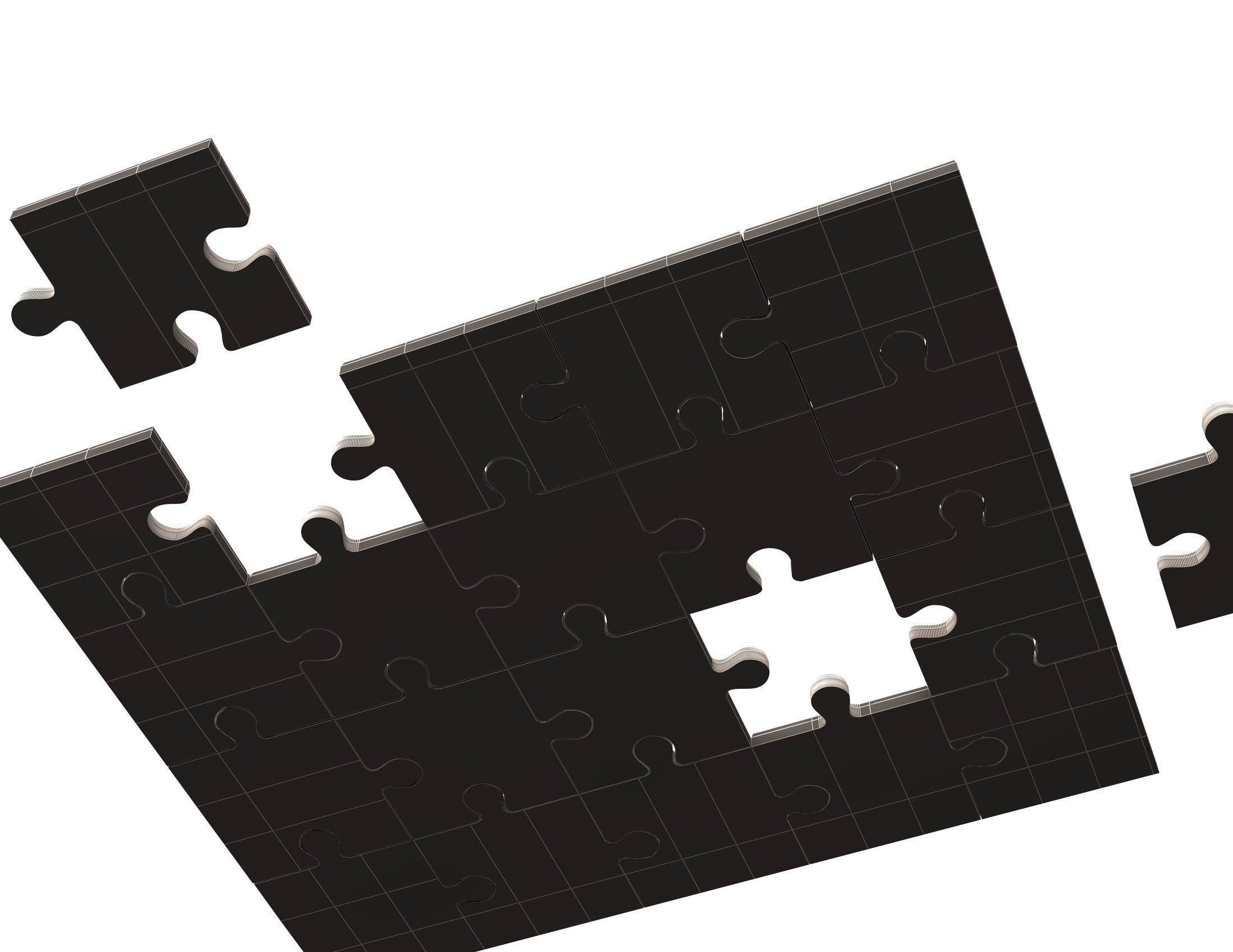 Golden Jigsaw Puzzle 03 Low-poly 3D model_9