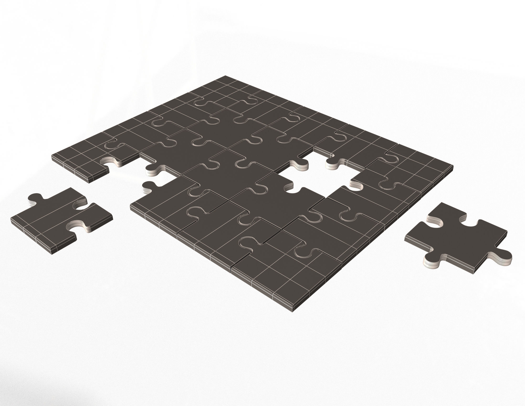 Golden Jigsaw Puzzle 03 Low-poly 3D model_6