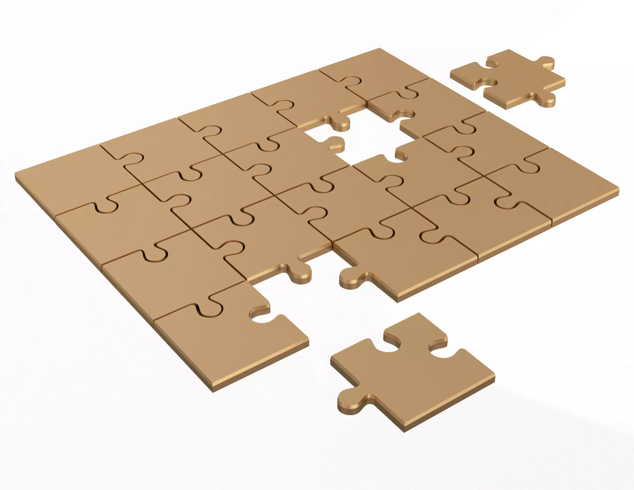 Golden Jigsaw Puzzle 03 Low-poly 3D model_0