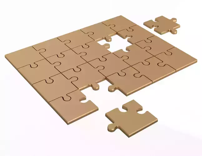 Golden Jigsaw Puzzle 03 Low-poly 3D model