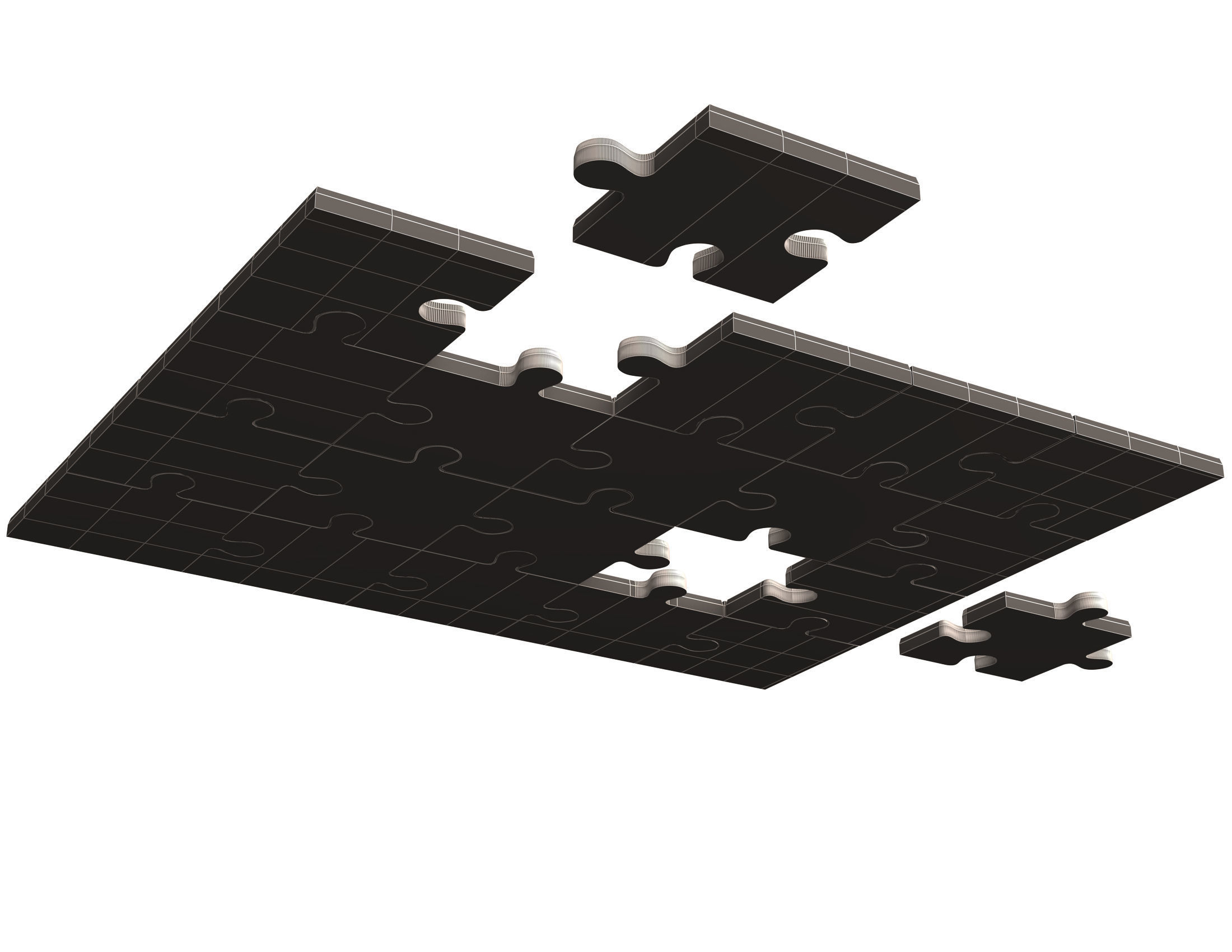 Golden Jigsaw Puzzle 03 Low-poly 3D model_8