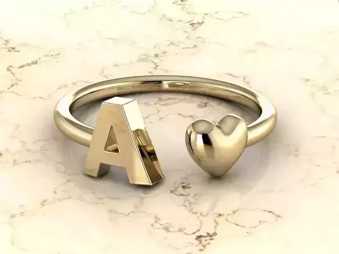 Alphabet Jewelry with Heart Ring A 3D print model