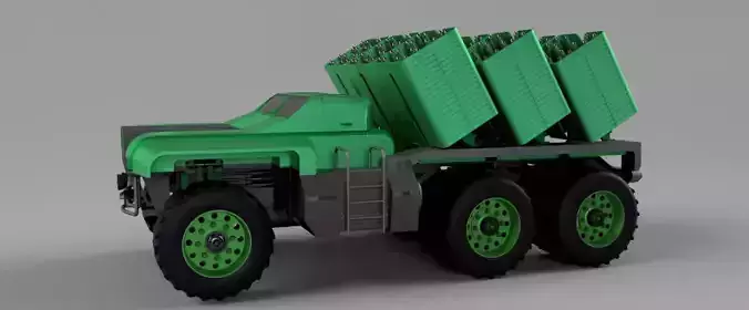 MLRS 1 truck with four missiles 3D model
