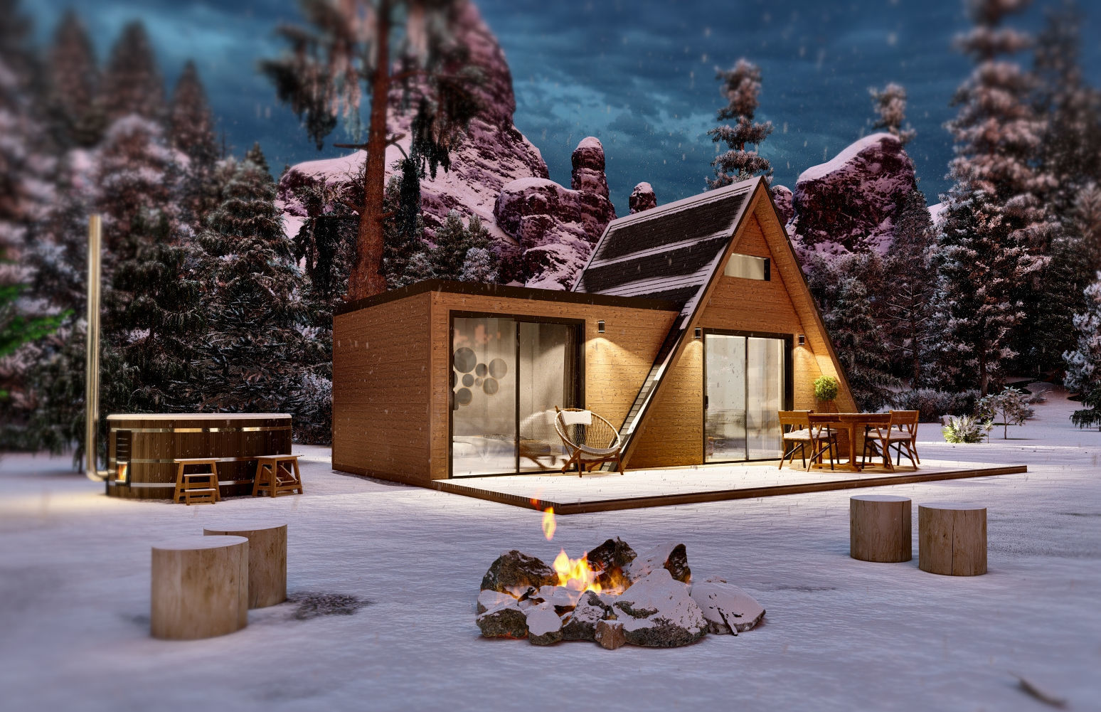 A frame house A34 34m2 3D model_7