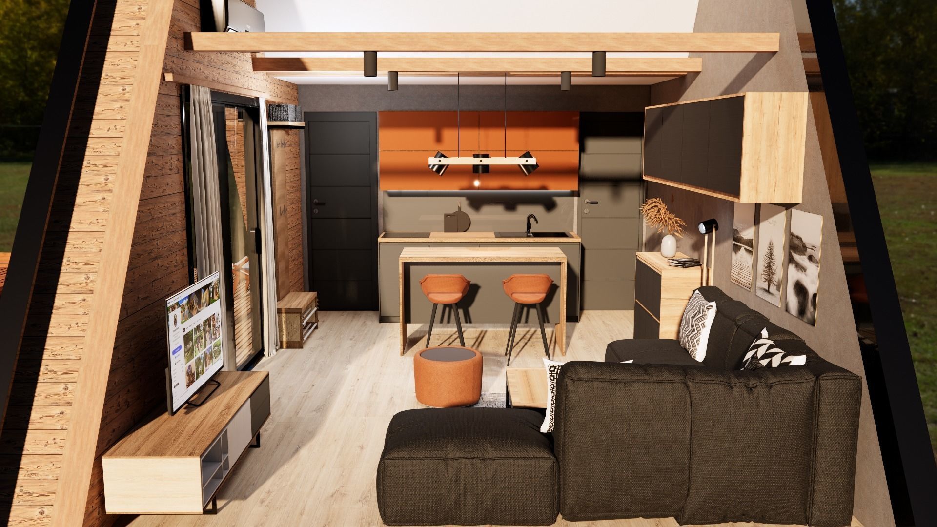 A frame house A34 34m2 3D model_16