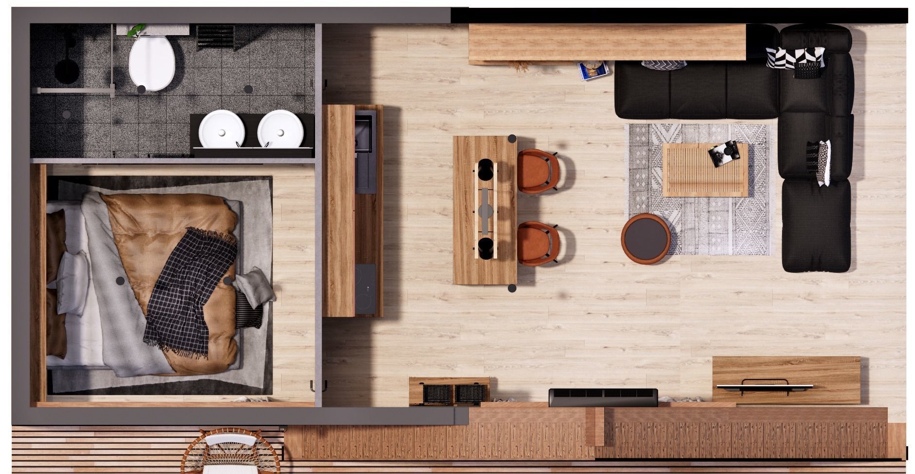 A frame house A34 34m2 3D model_2