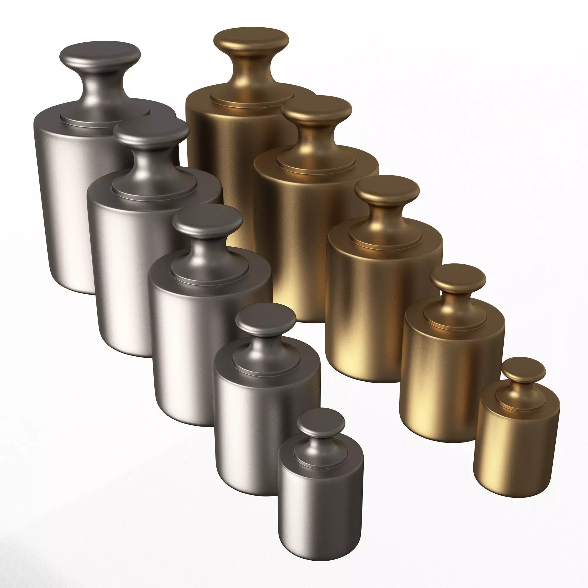 Antique Scale Weights Set Low-poly 3D model