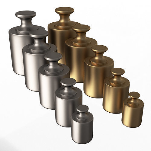 Antique Scale Weights Set Low-poly 3D model