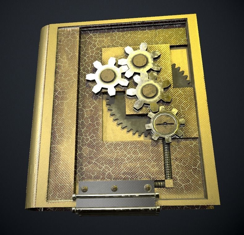 Steampunk book low poly 4 texture options Low-poly 3D model_7