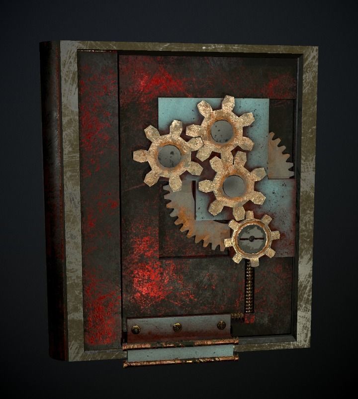 Steampunk book low poly 4 texture options Low-poly 3D model_35