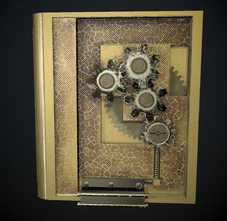 Steampunk book low poly 4 texture options Low-poly 3D model_19