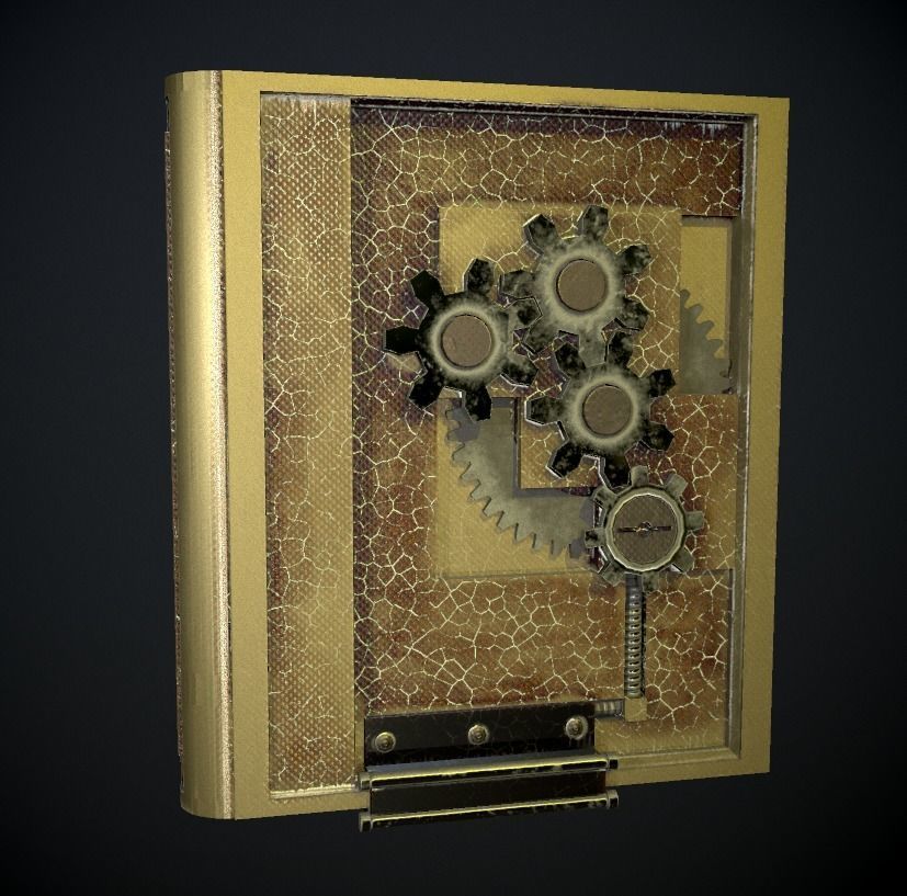 Steampunk book low poly 4 texture options Low-poly 3D model_20