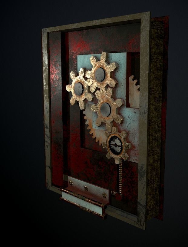 Steampunk book low poly 4 texture options Low-poly 3D model_37