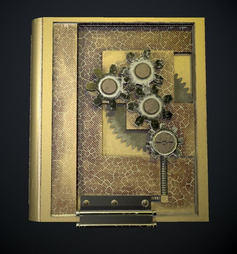 Steampunk book low poly 4 texture options Low-poly 3D model_18