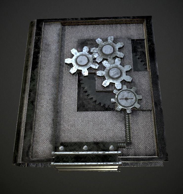 Steampunk book low poly 4 texture options Low-poly 3D model_6