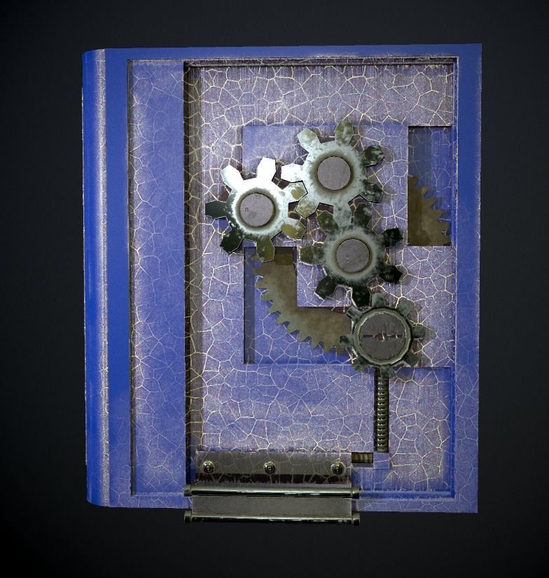 Steampunk book low poly 4 texture options Low-poly 3D model_8