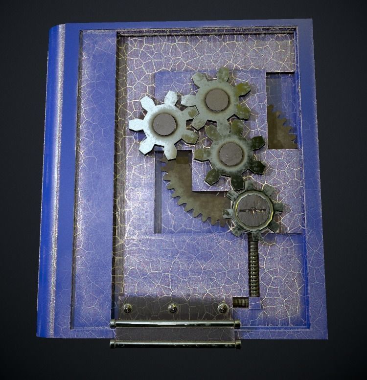 Steampunk book low poly 4 texture options Low-poly 3D model_14