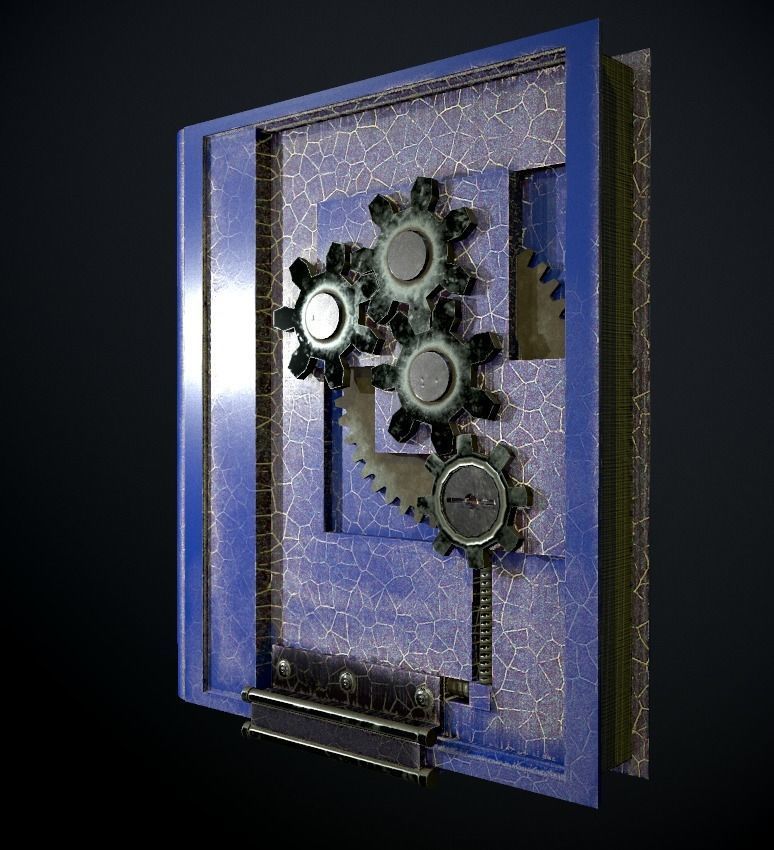Steampunk book low poly 4 texture options Low-poly 3D model_15