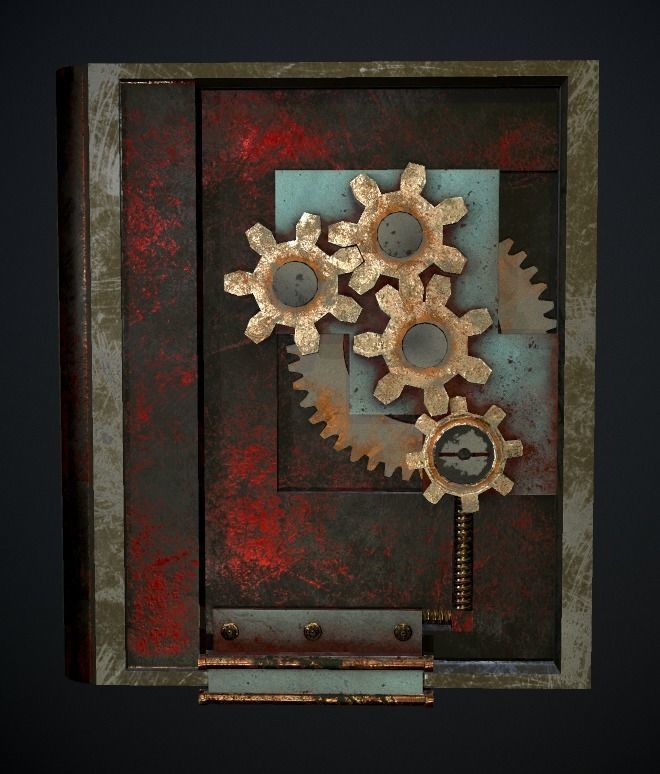 Steampunk book low poly 4 texture options Low-poly 3D model_42