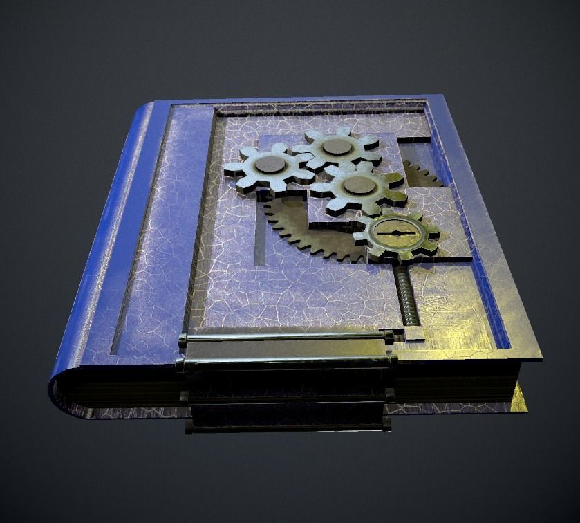 Steampunk book low poly 4 texture options Low-poly 3D model_10