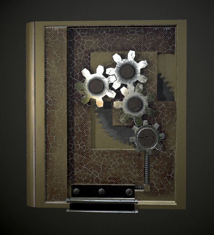 Steampunk book low poly 4 texture options Low-poly 3D model_24