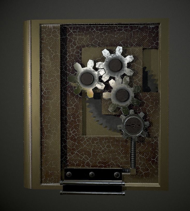 Steampunk book low poly 4 texture options Low-poly 3D model_22
