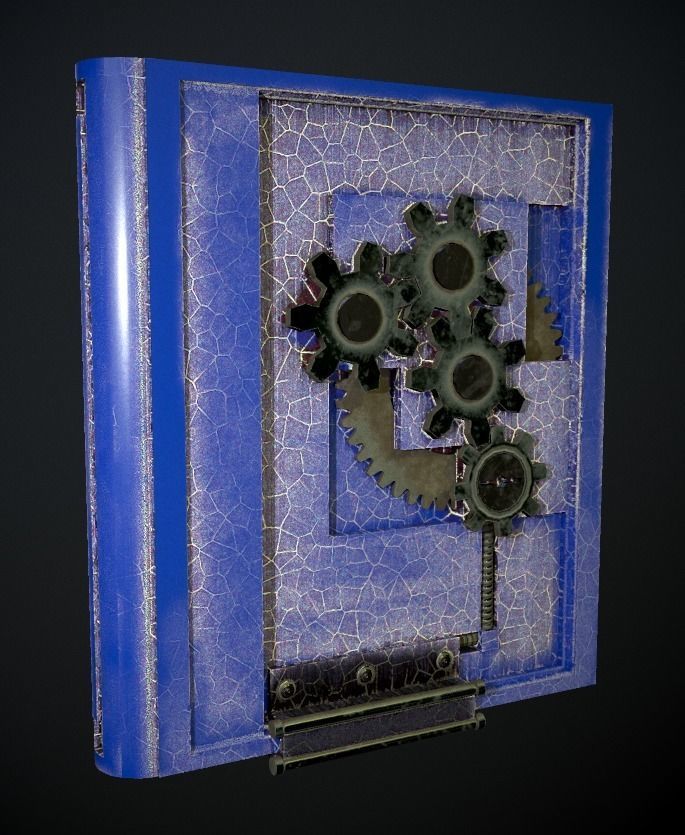 Steampunk book low poly 4 texture options Low-poly 3D model_11