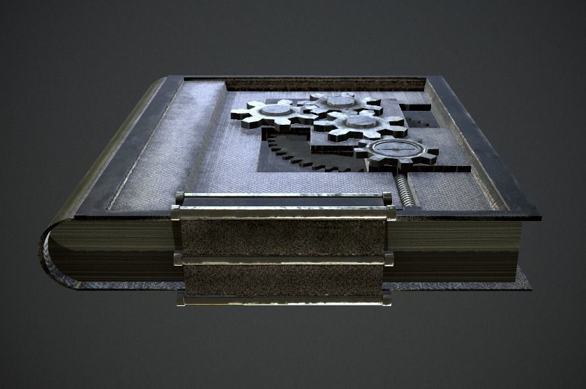 Steampunk book low poly 4 texture options Low-poly 3D model_27