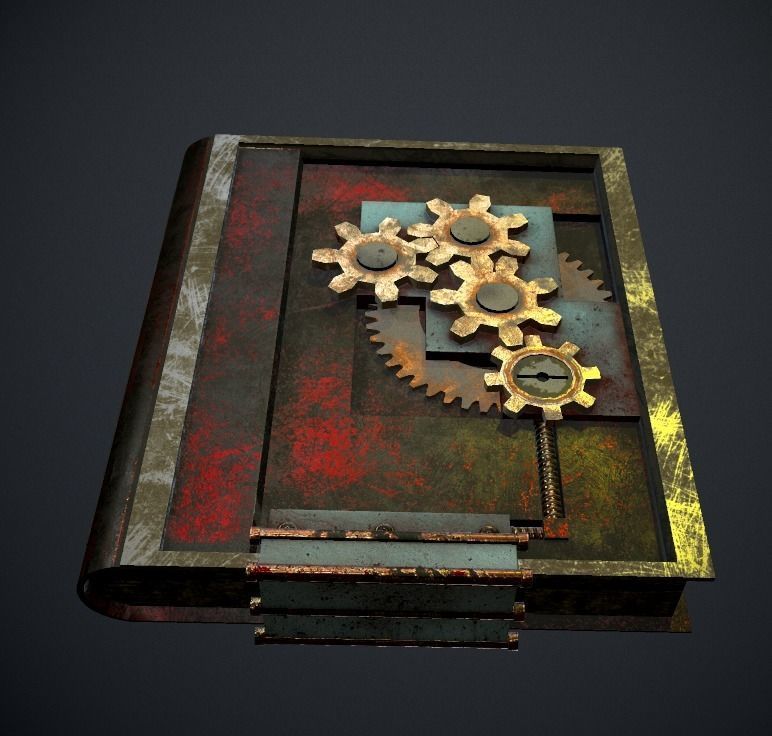 Steampunk book low poly 4 texture options Low-poly 3D model_5