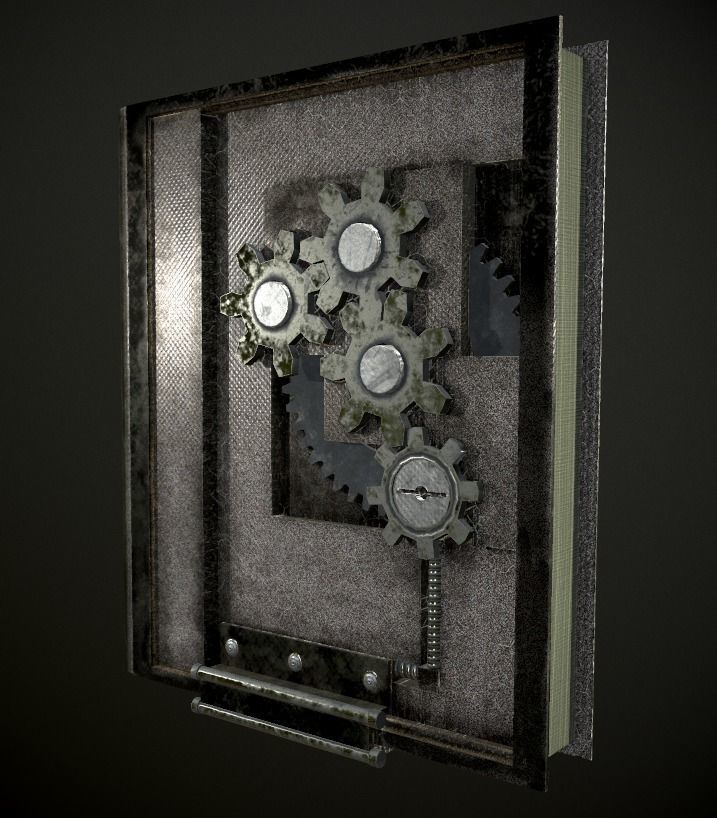 Steampunk book low poly 4 texture options Low-poly 3D model_30