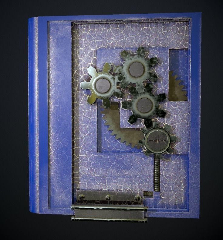 Steampunk book low poly 4 texture options Low-poly 3D model_16