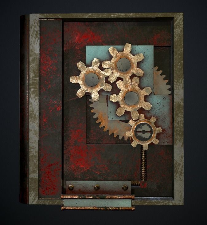 Steampunk book low poly 4 texture options Low-poly 3D model_41