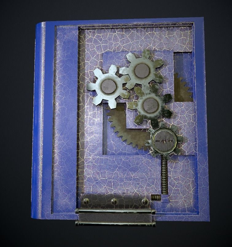 Steampunk book low poly 4 texture options Low-poly 3D model_9