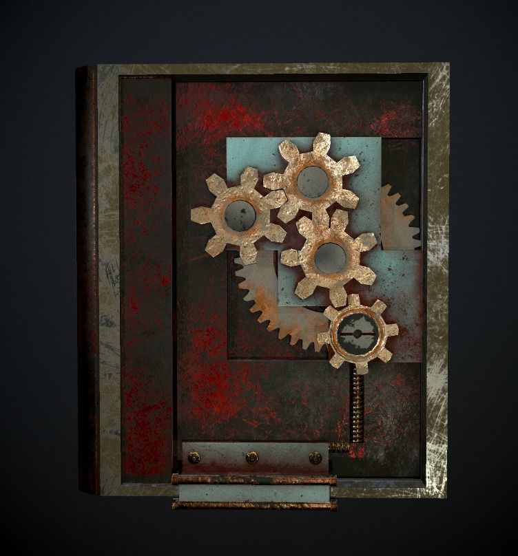 Steampunk book low poly 4 texture options Low-poly 3D model_34