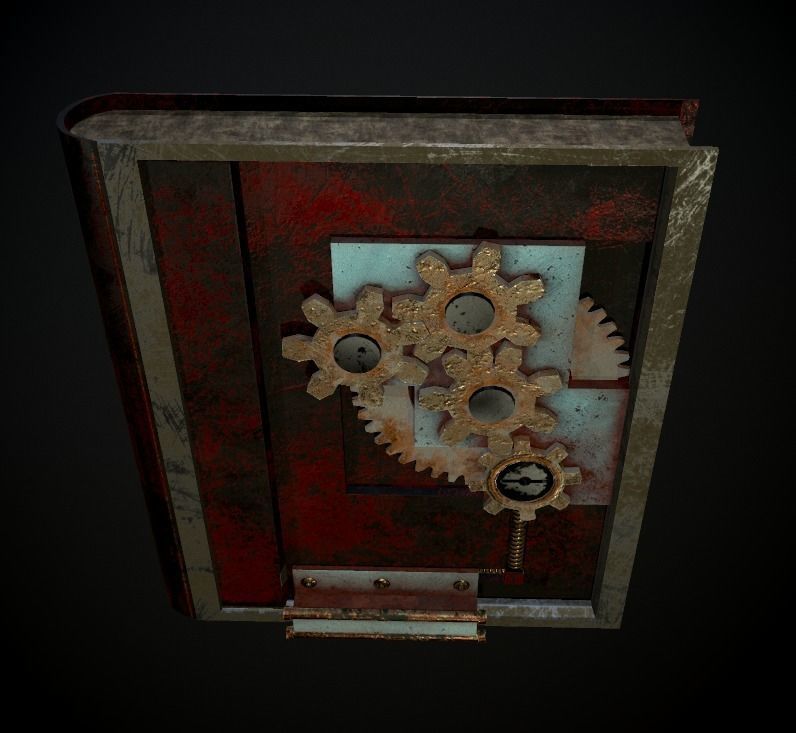 Steampunk book low poly 4 texture options Low-poly 3D model_39