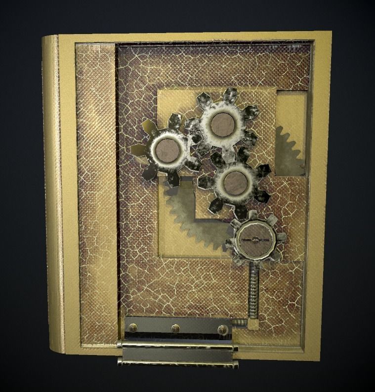 Steampunk book low poly 4 texture options Low-poly 3D model_17