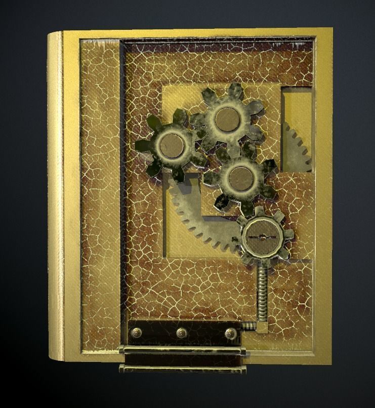 Steampunk book low poly 4 texture options Low-poly 3D model_23