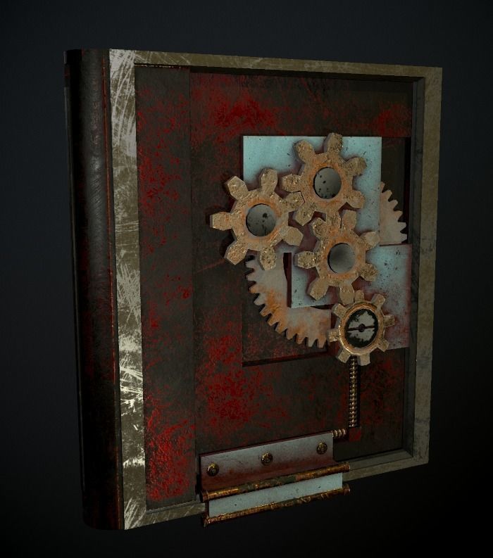Steampunk book low poly 4 texture options Low-poly 3D model_36