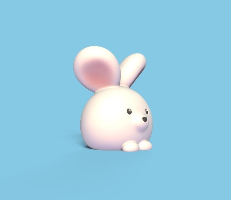 Cute Round Bunny 3D print model_1