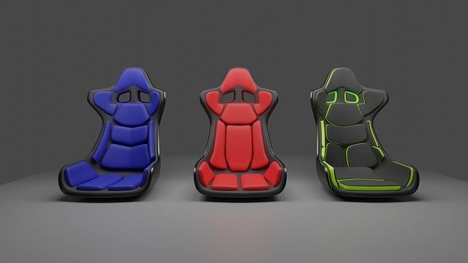 racing bucket seat pack of 3 Low-poly 3D model