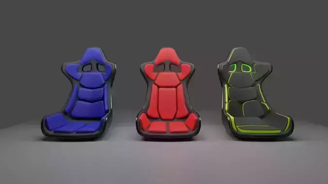racing bucket seat pack of 3 Low-poly 3D model