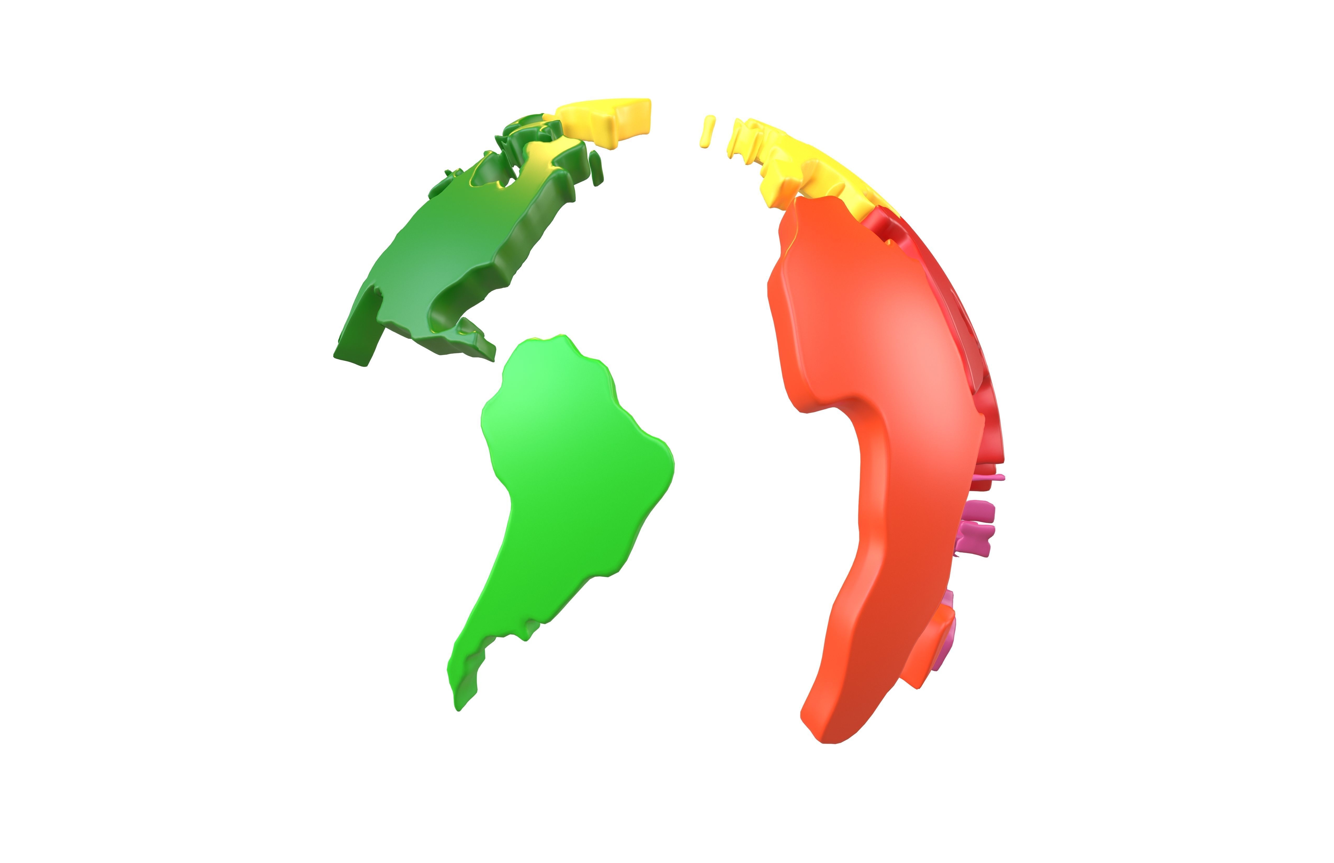 Earth Map v2 002 Low-poly 3D model_3